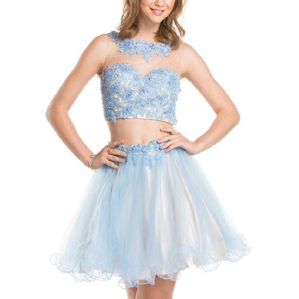 Women's Short Two Piece Homecoming Formal Gown Ball Party Evening Prom Dresses
